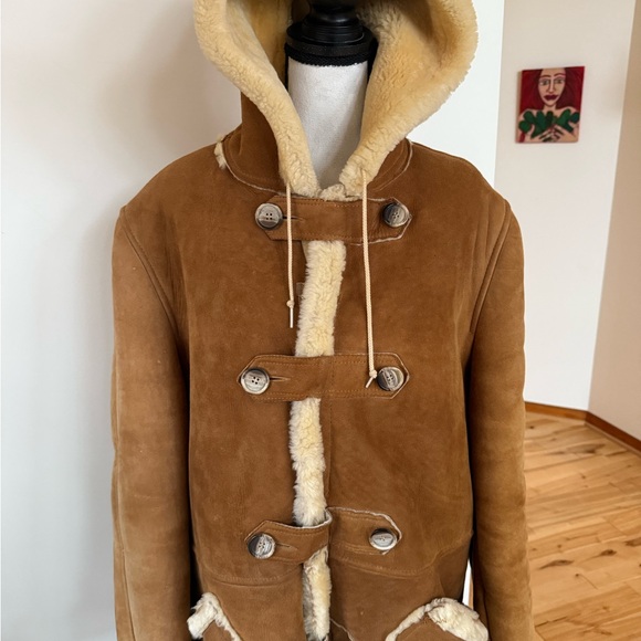 RARE!!!! Collectible 1970's Men's Tan/cognac/brown Shearling Coat - Picture 4 of 16
